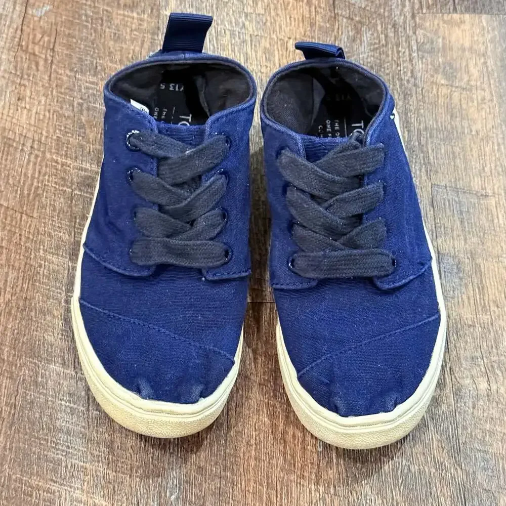 TOMS Botas Cupsole Navy Blue Canvas Youth Sneakers Shoes size 13.5